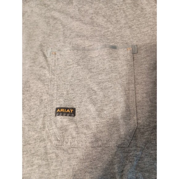 ARIAT Rebar Workman Pocket Short Sleeve T-Shirt Men's HEATHER GRAY XXLT Work - Picture 3 of 8